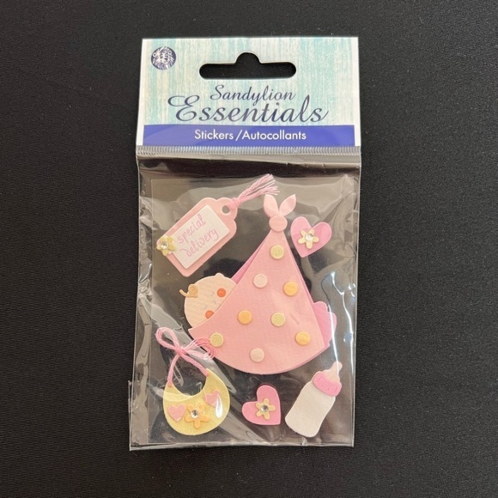SANDYLION ESSENTIALS New Baby Girl Scrapbook Stickers